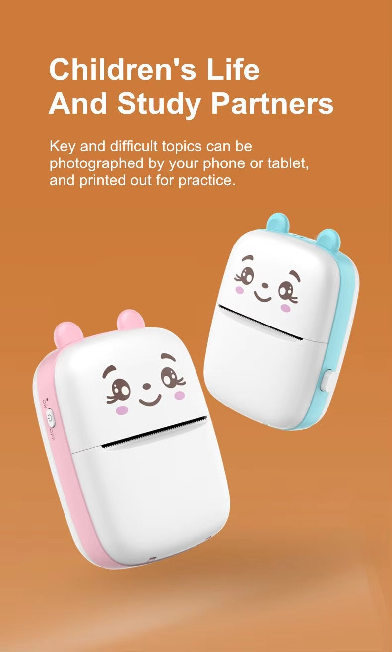 Portable Mini Bluetooth Thermal Printer for Android & iOS – Wireless Mobile Photo Printer with Paper Rolls, 203dpi High Resolution