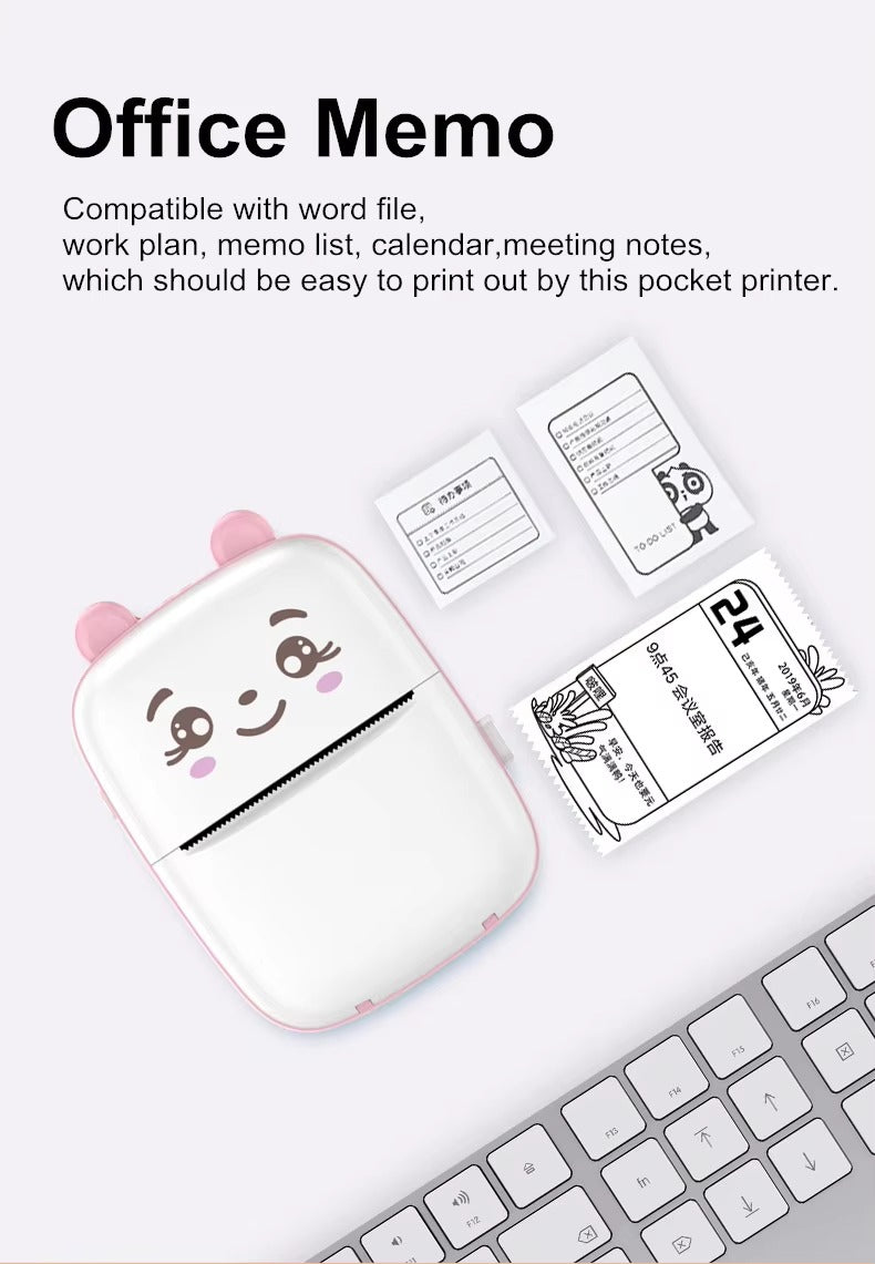Portable Mini Bluetooth Thermal Printer for Android & iOS – Wireless Mobile Photo Printer with Paper Rolls, 203dpi High Resolution