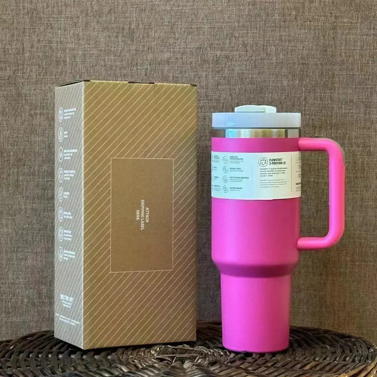 Stainless Steel Thermal Coffee Cup with Straw & Handle – Vacuum Insulated Travel Mug for Hot & Cold Drinks