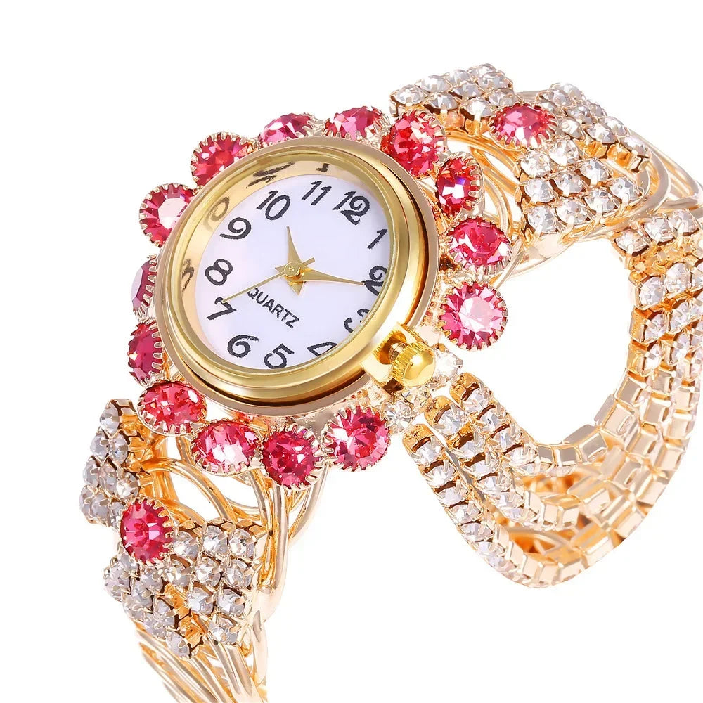 New Fashion Women Watches Diamond-Embedded Elegant Quartz Watch Stylish Opening Luxury Creative Alloy Bracelet Watch