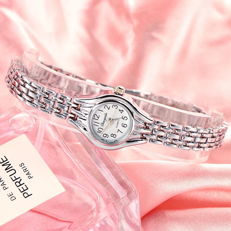 Ladies Gold Plated Watch Women Bracelet Quartz Wristwatch Girl Analog Feminino Relojes Hour Luxury Watches Elegant Casual Clock