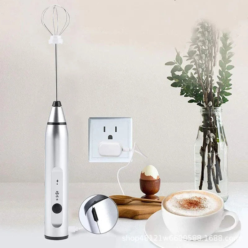 USB Rechargeable Electric Milk Frother – 3-Speed Handheld Coffee & Egg Beater, Portable Stainless Steel Mixer for Latte, Cappuccino, Shakes, and More – Best Price in Pakistan