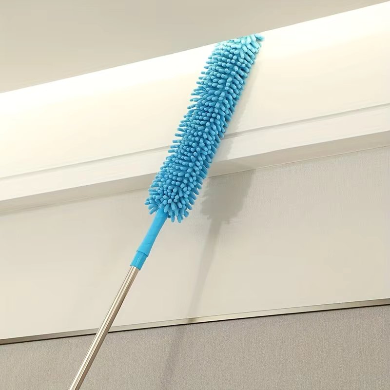 Cross-Border Temu Household Extendable Feather Duster – Lint-Free, Retractable & Curved Chenille Dust Sweeper | High Reach, Ceiling Fan, and Microfiber Brush Dust Cleaner