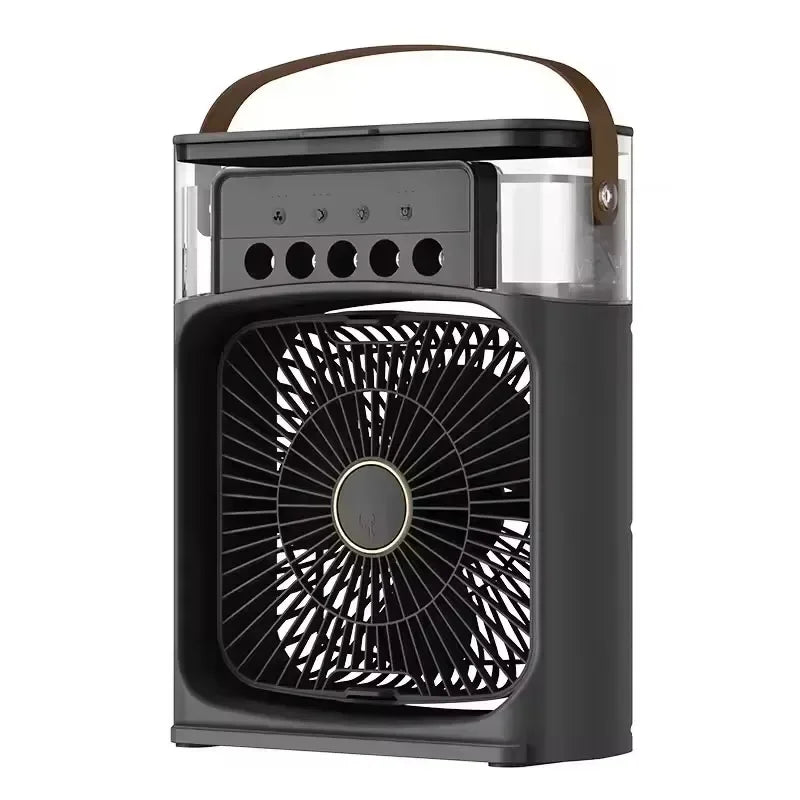 3-in-1 Portable Air Cooler Fan – Mini USB Humidifier, Desktop Air Conditioner with 7-Color Night Light for Home & Office