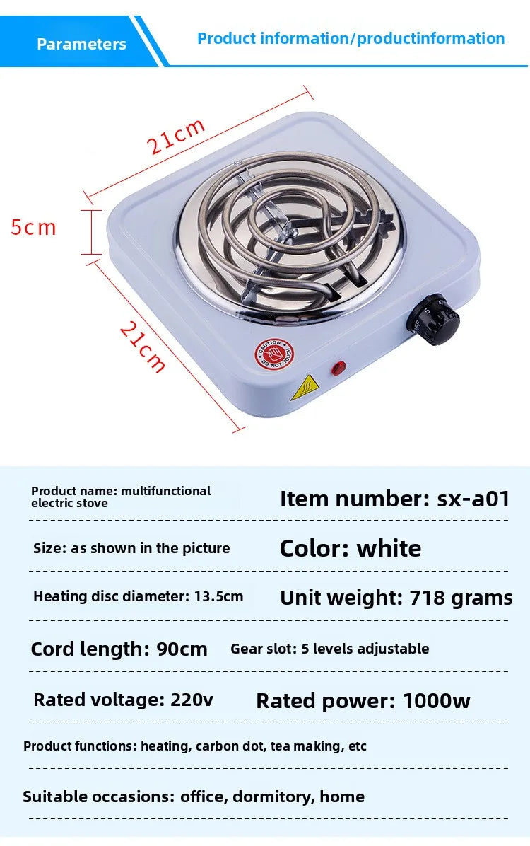 Multifunctional 1000W Electric Furnace Hot Plate – Portable Electric Stove for Cooking, Sand Casting Tray, Easy Clean Countertop Burner