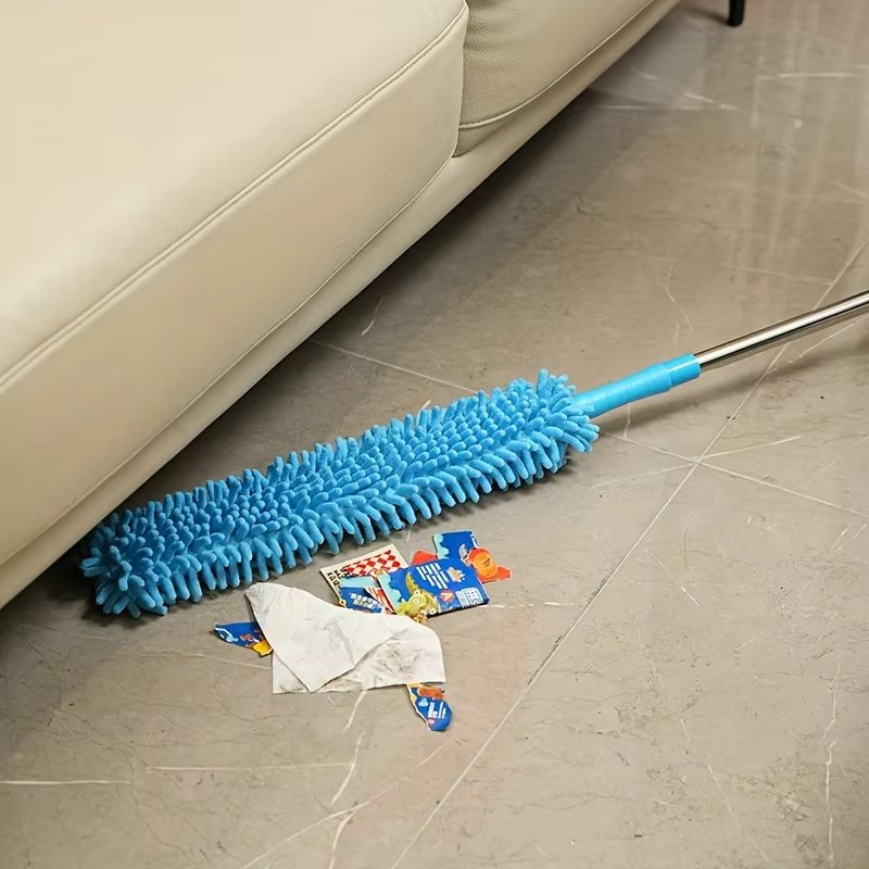 Cross-Border Temu Household Extendable Feather Duster – Lint-Free, Retractable & Curved Chenille Dust Sweeper | High Reach, Ceiling Fan, and Microfiber Brush Dust Cleaner