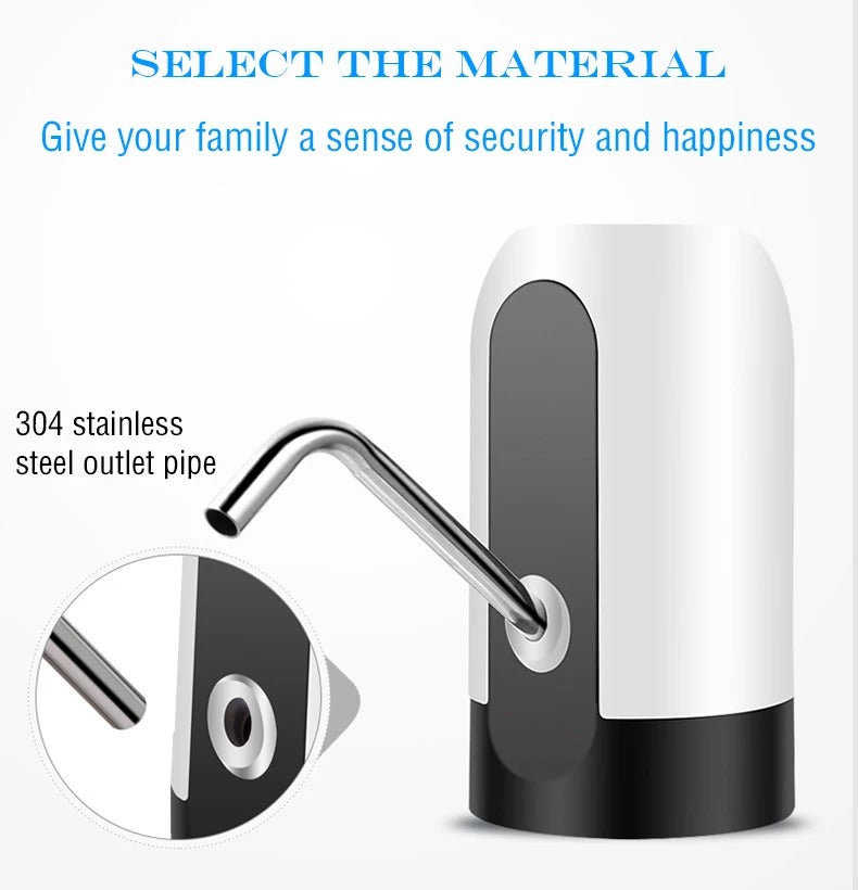 USB Rechargeable Electric Water Dispenser Pump – Portable Automatic Drinking Water Bottle Pump with Stainless Steel & Silicone Tube for Home, Office, Outdoor Use