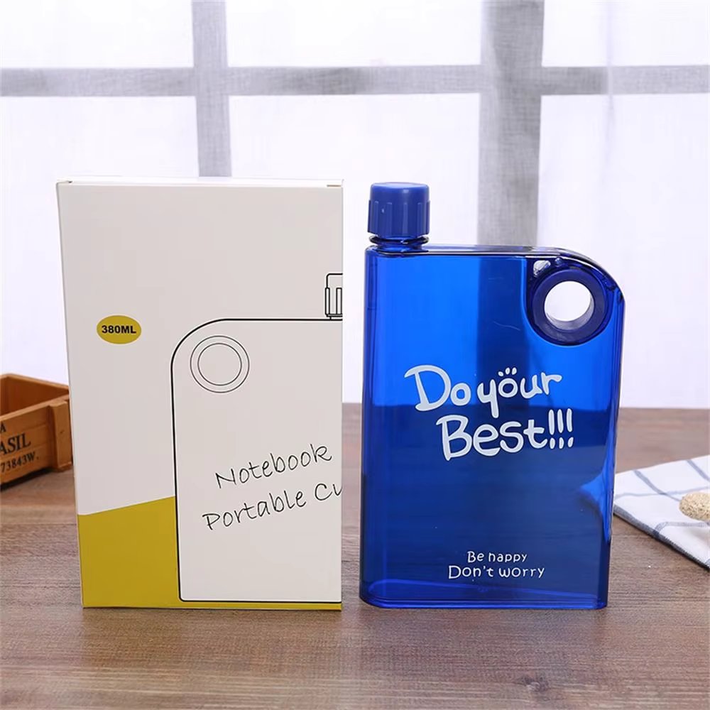 Flat Clear Square Water Bottle, Portable BPA-Free My Book Shape Flask for Travel & Sports