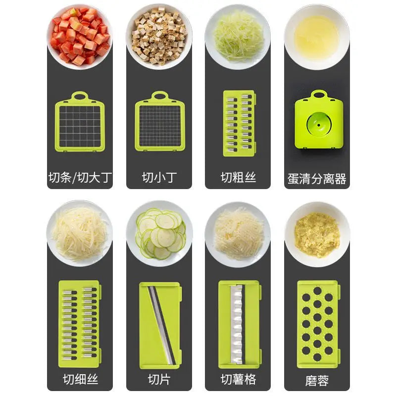 10-in-1 Multifunctional Vegetable Cutter & Slicer with Basket – Food Chopper for Onion, Carrot, Potato, Cheese