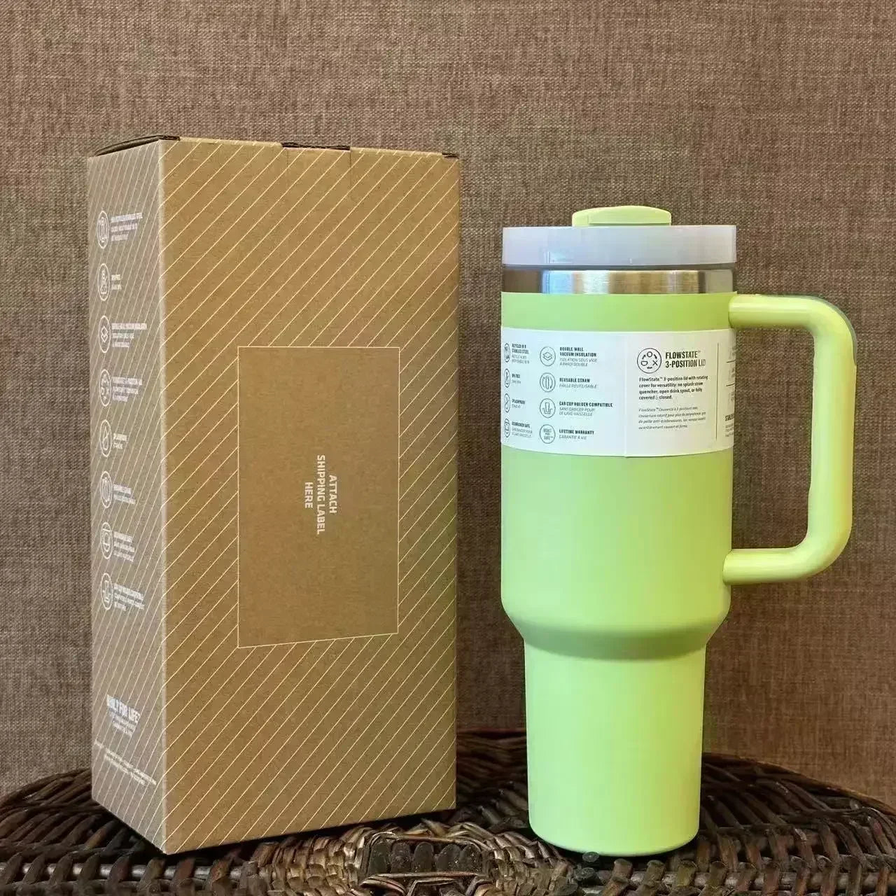 Stainless Steel Thermal Coffee Cup with Straw & Handle – Vacuum Insulated Travel Mug for Hot & Cold Drinks