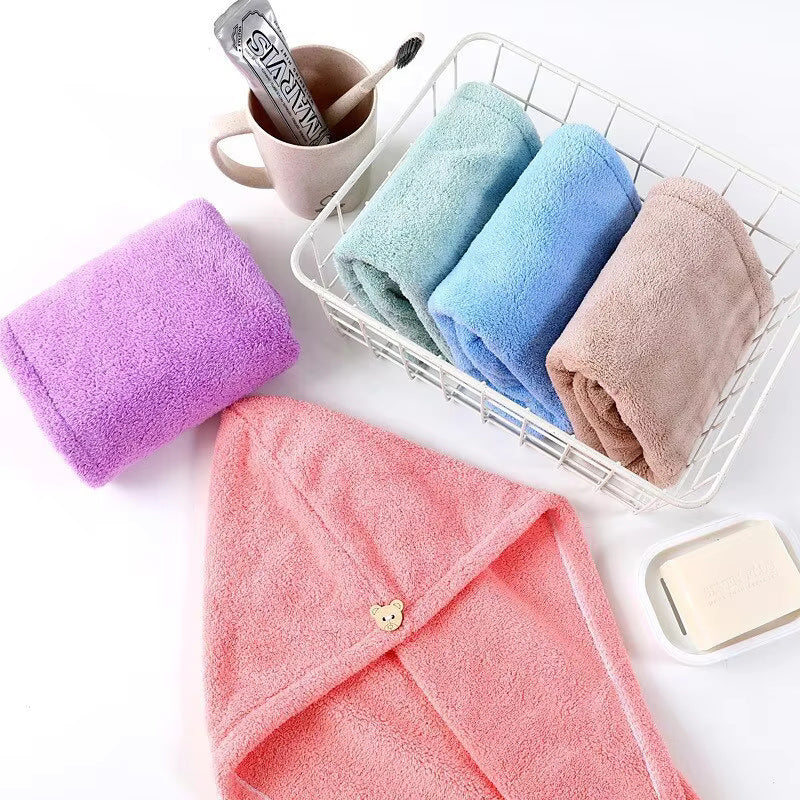 Microfiber Hair Drying Towel Wrap – Quick Dry Super Absorbent Bath Hat for Women & Girls – Soft, Lightweight & Secure Fit with Button