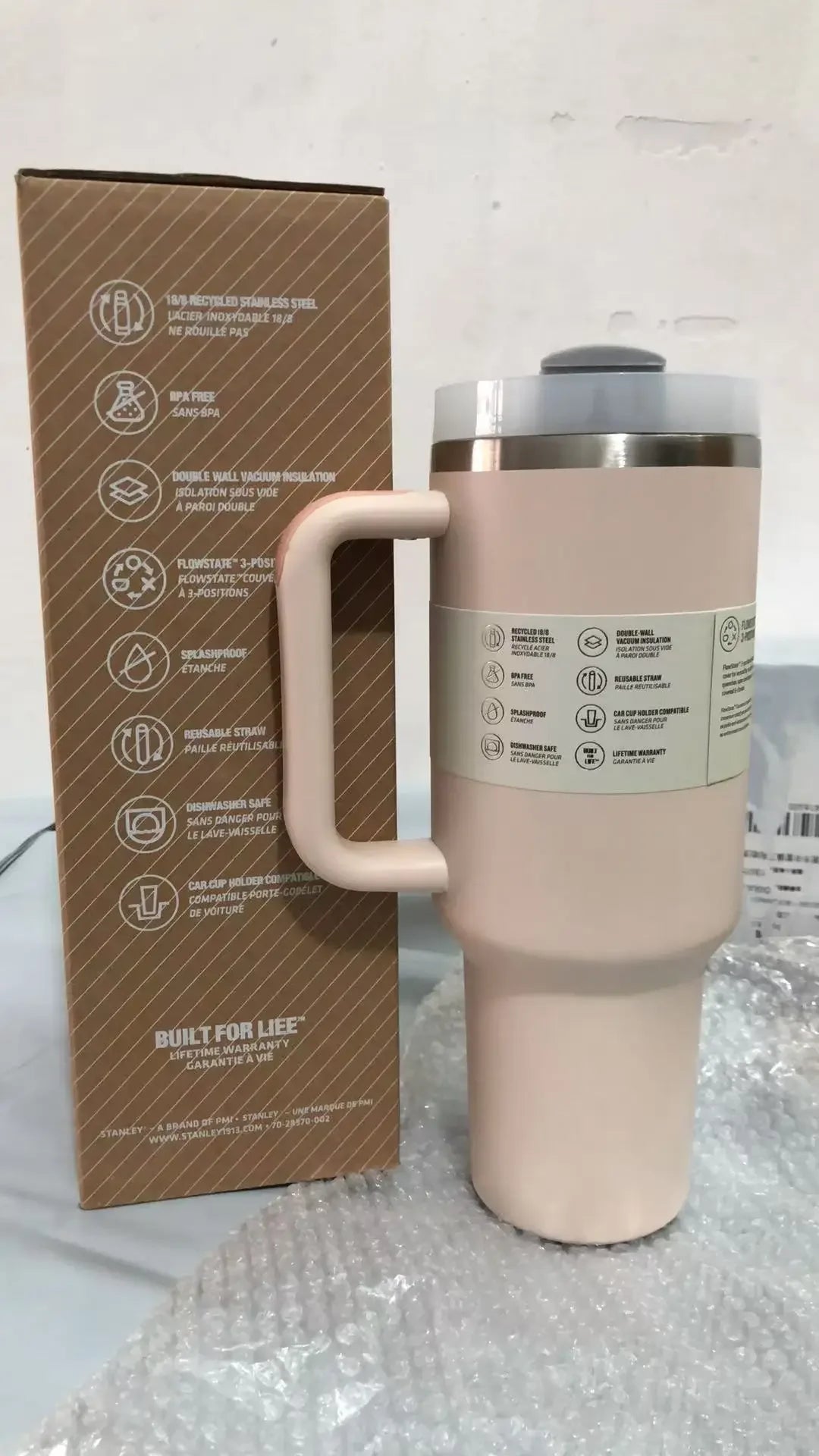 Stainless Steel Thermal Coffee Cup with Straw & Handle – Vacuum Insulated Travel Mug for Hot & Cold Drinks
