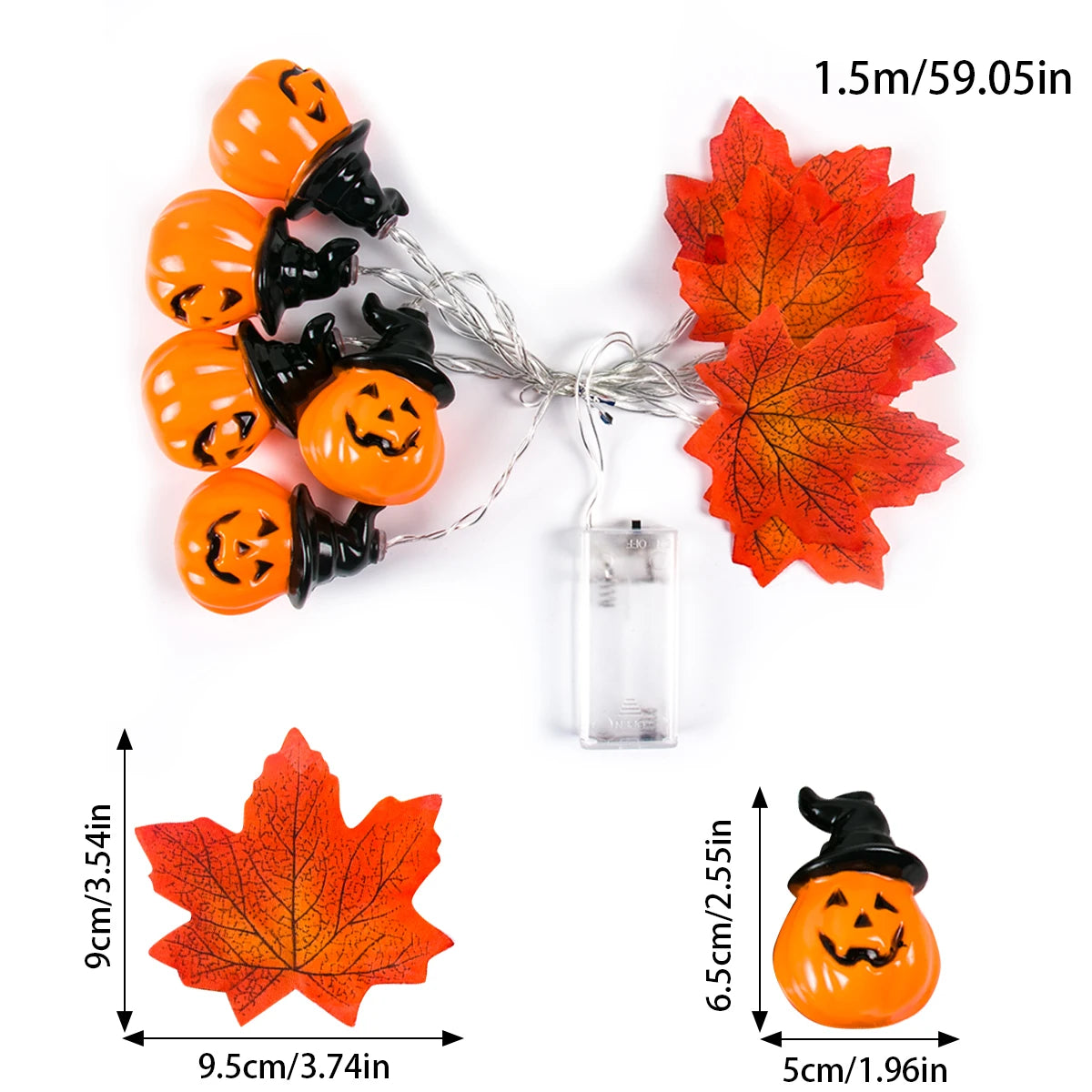Autumn Artificial Fall Maple Leaves Pumpkin Garland Fairy Lights Halloween Thanksgiving Party Atmosphere Decoration Supplies