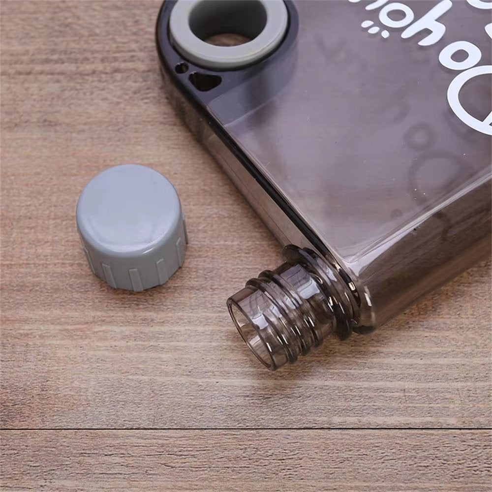 Flat Clear Square Water Bottle, Portable BPA-Free My Book Shape Flask for Travel & Sports