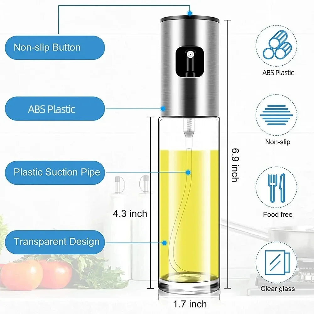 Glass Oil Spray Bottle for Cooking – 100ml Olive Oil Sprayer Mister for BBQ, Grilling, Baking & Roasting