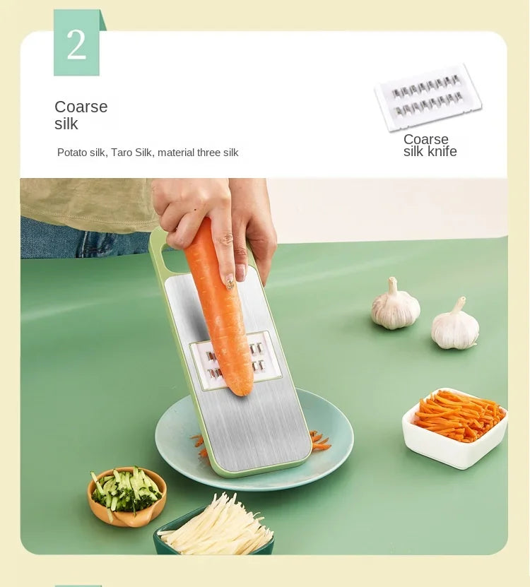 5-in-1 Stainless Steel Multifunctional Vegetable & Fruit Slicer Dicer – Manual Garlic, Carrot, Potato Grater & Kitchen Tool