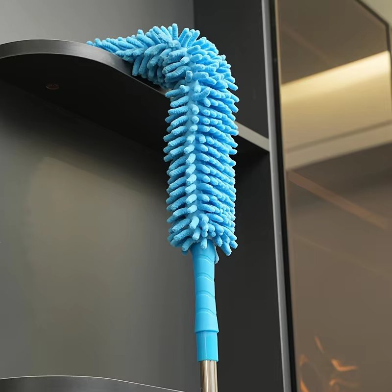 Cross-Border Temu Household Extendable Feather Duster – Lint-Free, Retractable & Curved Chenille Dust Sweeper | High Reach, Ceiling Fan, and Microfiber Brush Dust Cleaner