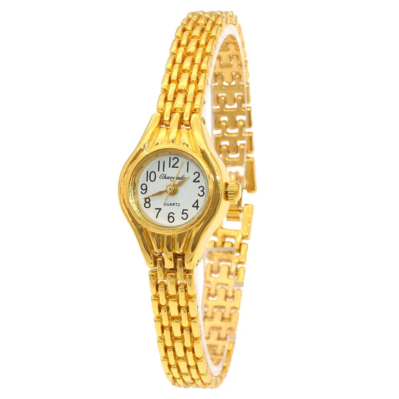 Ladies Gold Plated Watch Women Bracelet Quartz Wristwatch Girl Analog Feminino Relojes Hour Luxury Watches Elegant Casual Clock