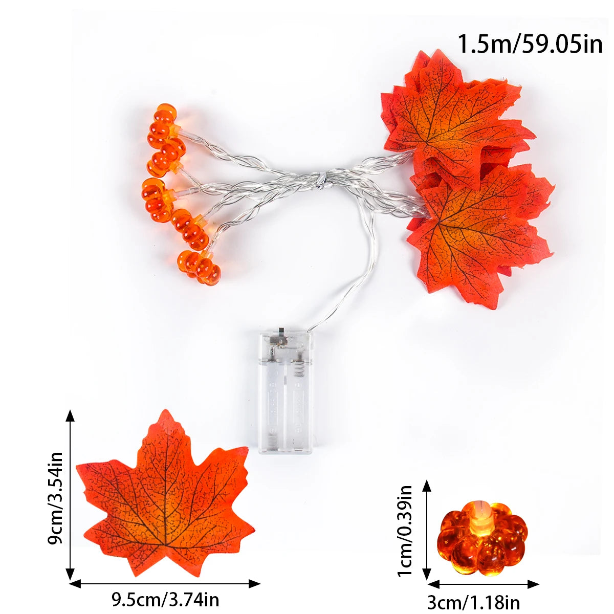 Autumn Artificial Fall Maple Leaves Pumpkin Garland Fairy Lights Halloween Thanksgiving Party Atmosphere Decoration Supplies