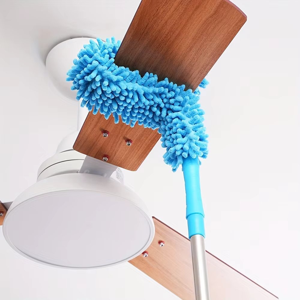 Cross-Border Temu Household Extendable Feather Duster – Lint-Free, Retractable & Curved Chenille Dust Sweeper | High Reach, Ceiling Fan, and Microfiber Brush Dust Cleaner