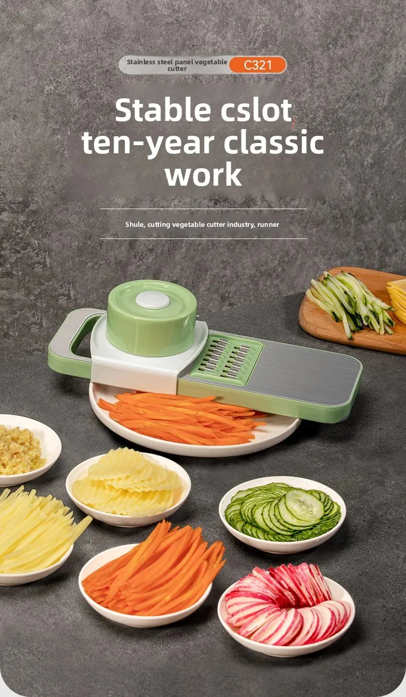 5-in-1 Stainless Steel Multifunctional Vegetable & Fruit Slicer Dicer – Manual Garlic, Carrot, Potato Grater & Kitchen Tool