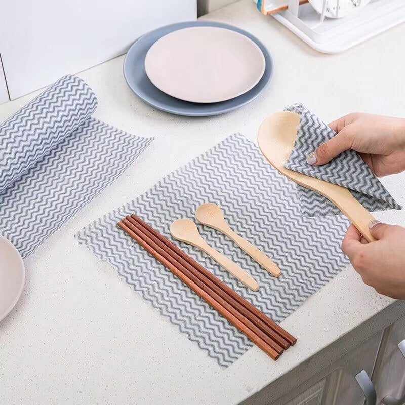 Washable Disposable Kitchen Cleaning Roll, Dual-purpose Dry & Wet, 50 Eco-Friendly Reusable Wipes for Kitchen & Household Use