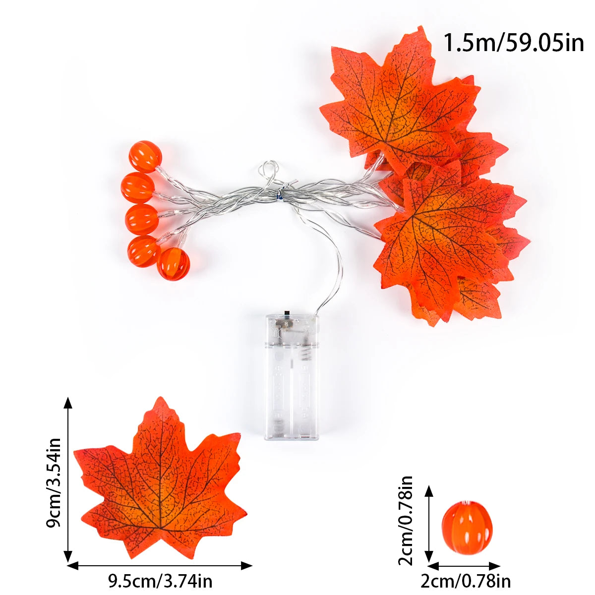 Autumn Artificial Fall Maple Leaves Pumpkin Garland Fairy Lights Halloween Thanksgiving Party Atmosphere Decoration Supplies