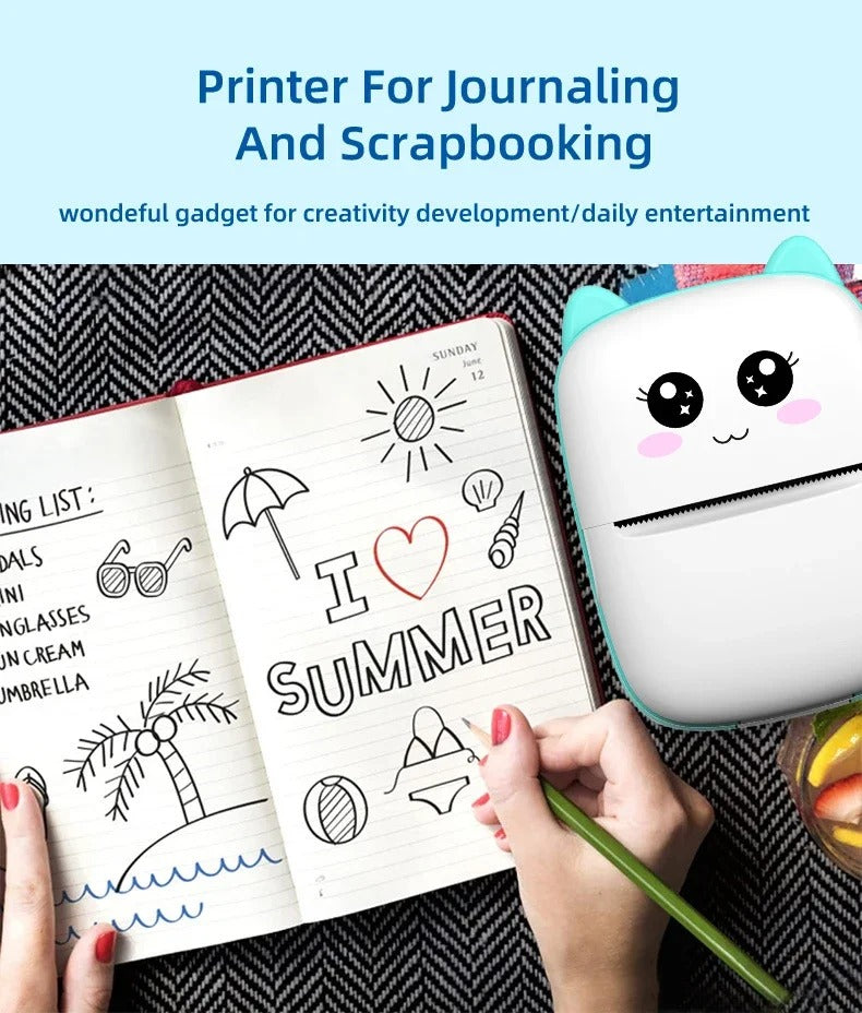 Portable Mini Bluetooth Thermal Printer for Android & iOS – Wireless Mobile Photo Printer with Paper Rolls, 203dpi High Resolution