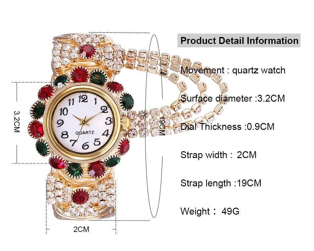 New Fashion Women Watches Diamond-Embedded Elegant Quartz Watch Stylish Opening Luxury Creative Alloy Bracelet Watch