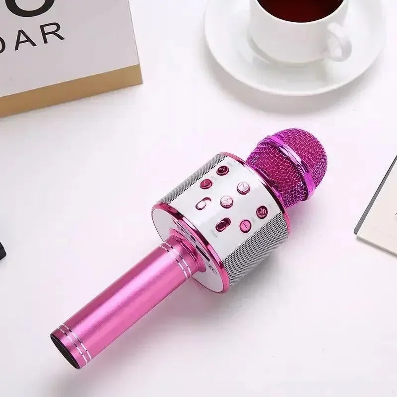 Rechargeable Bluetooth Microphone with Built-in Speaker & Voice Changer – Portable Wireless Mic for Kids & Adults, High-Quality Sound, USB/SD/AUX Supported, Durable Aluminum Alloy Build