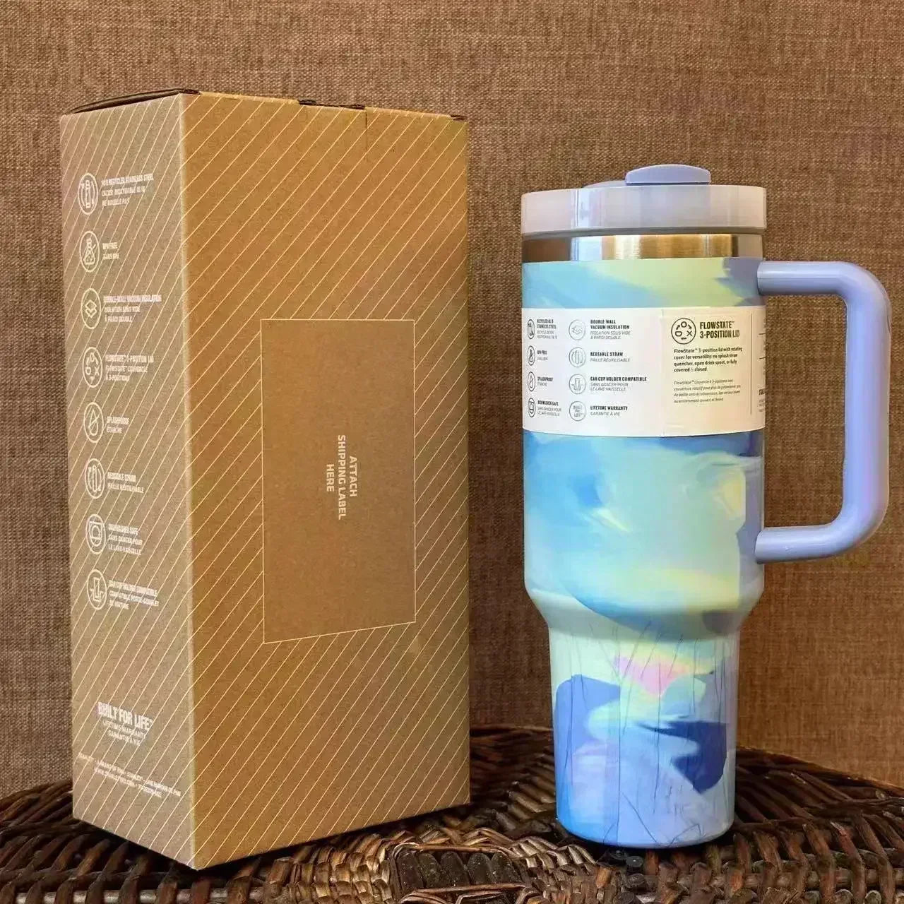 Stainless Steel Thermal Coffee Cup with Straw & Handle – Vacuum Insulated Travel Mug for Hot & Cold Drinks