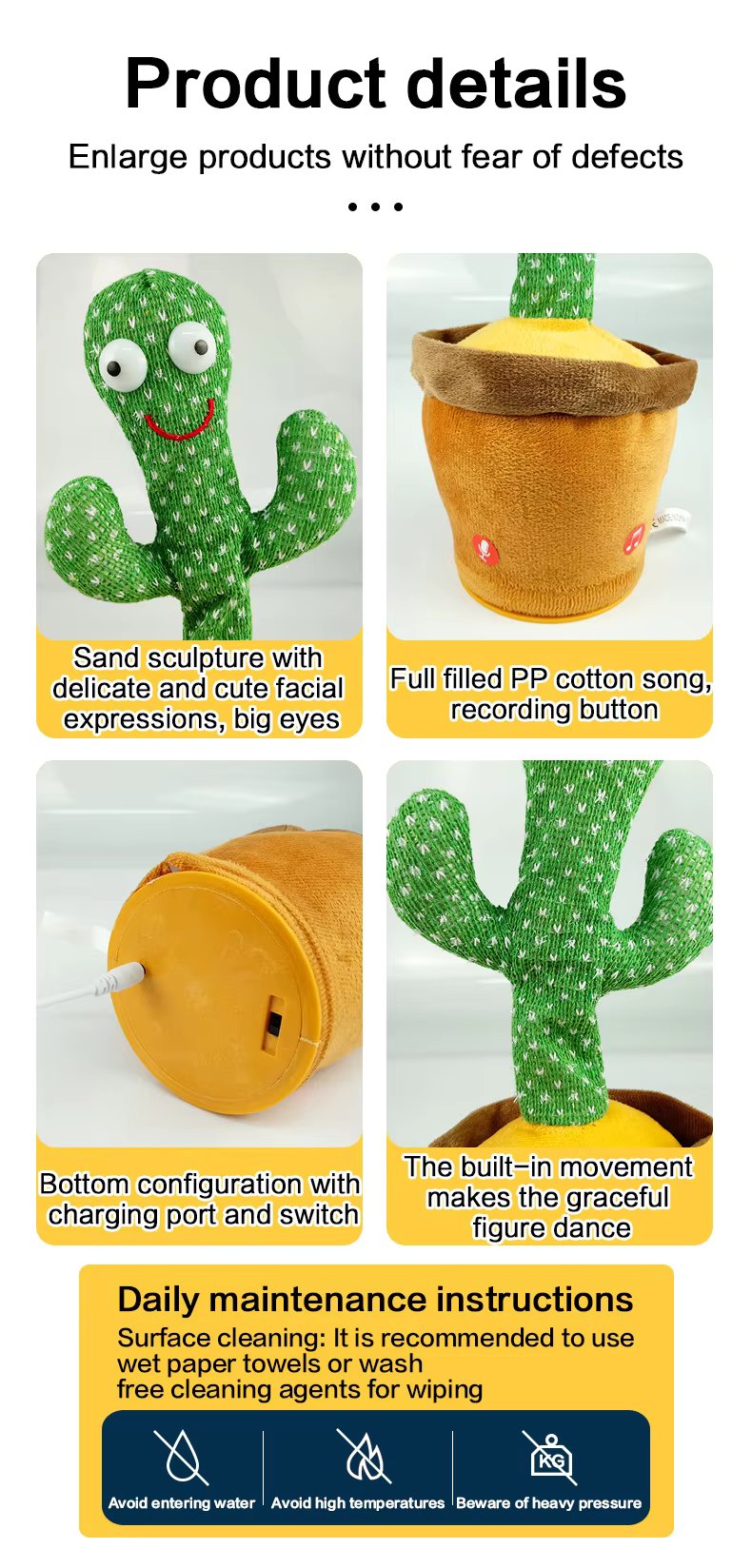 Kids Talking Cactus Plush Toy with Recording & Interactive Features | Fun & Educational Gift
