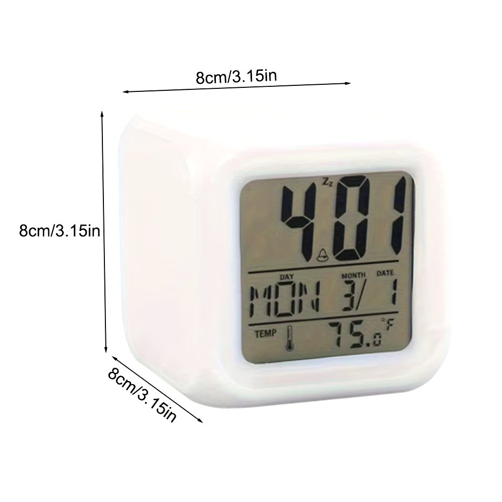 Lovely Color Changing LED Alarm Clock, Luminous Night Light with 7 Colors for Bedroom, Calendar, Temperature Display, Digital Clock with Large Display