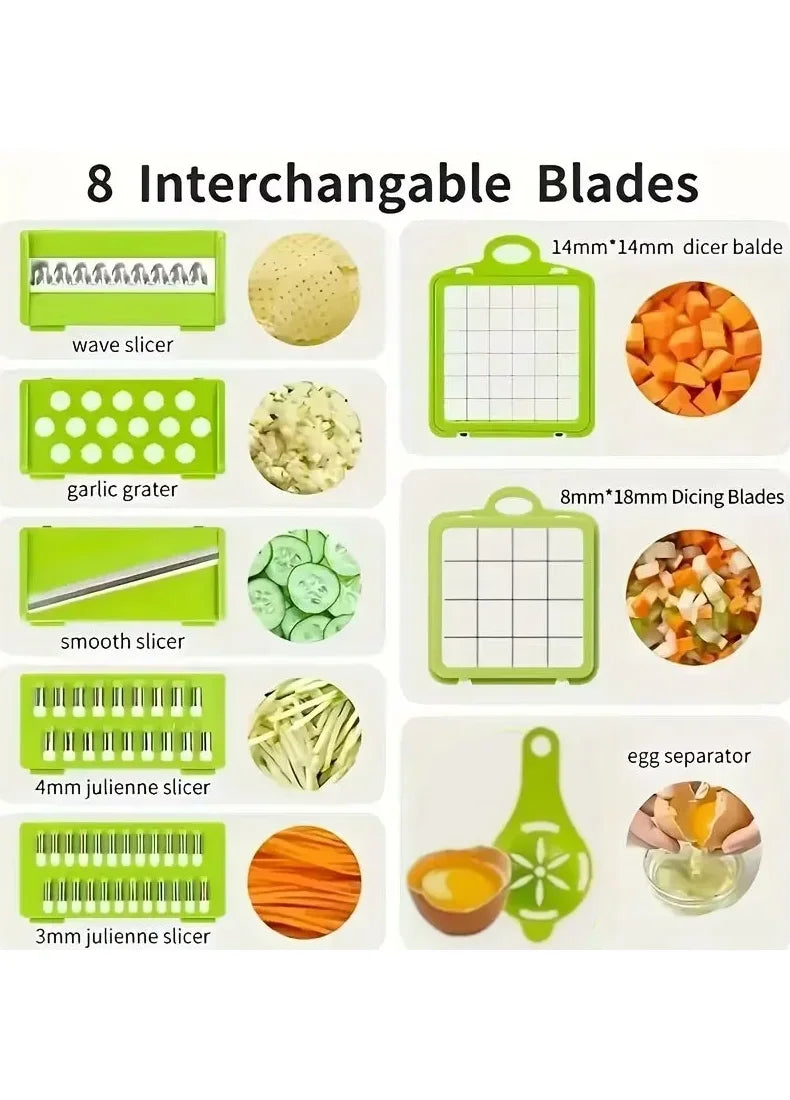 10-in-1 Multifunctional Vegetable Cutter & Slicer with Basket – Food Chopper for Onion, Carrot, Potato, Cheese