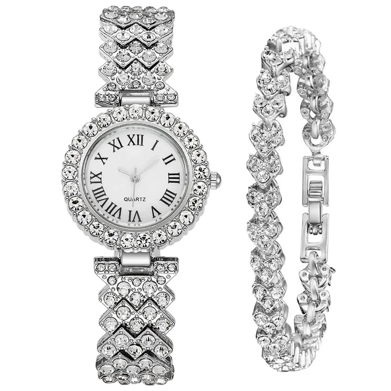 Network explosion models alloy full diamond women's fashion watches simple Roman numerals three-hand quartz wristwatch spot