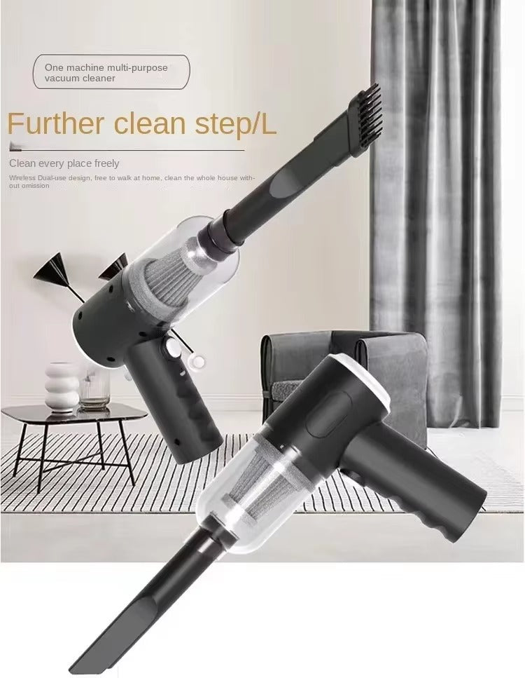 3 in 1 Wireless Car Vacuum Cleaner – USB Charging, 1200mAh, 9000Pa Suction Power, Mini Handheld Wet & Dry Cleaner for Vehicle & Home