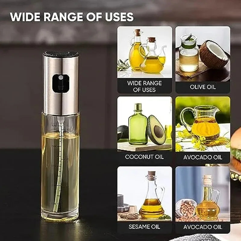 Glass Oil Spray Bottle for Cooking – 100ml Olive Oil Sprayer Mister for BBQ, Grilling, Baking & Roasting