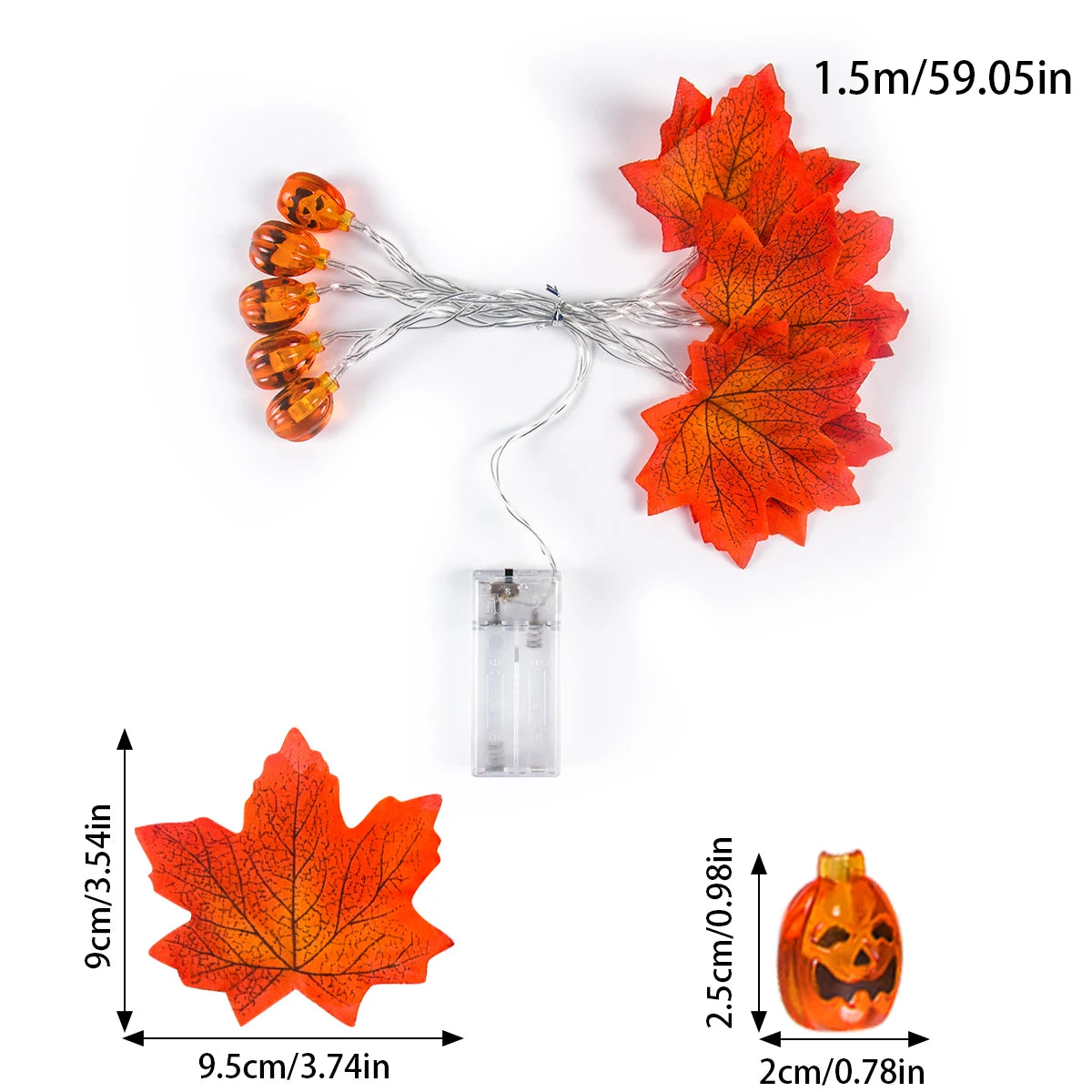 Autumn Artificial Fall Maple Leaves Pumpkin Garland Fairy Lights Halloween Thanksgiving Party Atmosphere Decoration Supplies