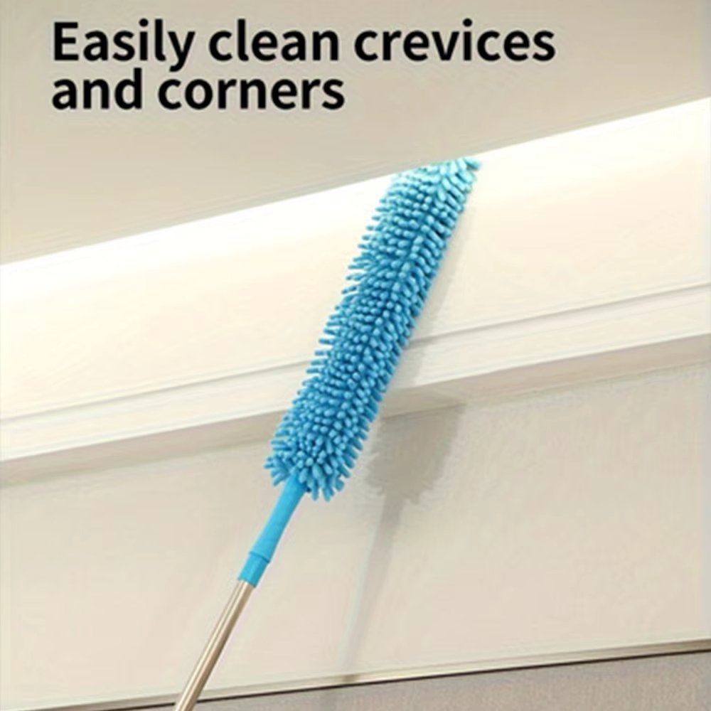 Cross-Border Temu Household Extendable Feather Duster – Lint-Free, Retractable & Curved Chenille Dust Sweeper | High Reach, Ceiling Fan, and Microfiber Brush Dust Cleaner