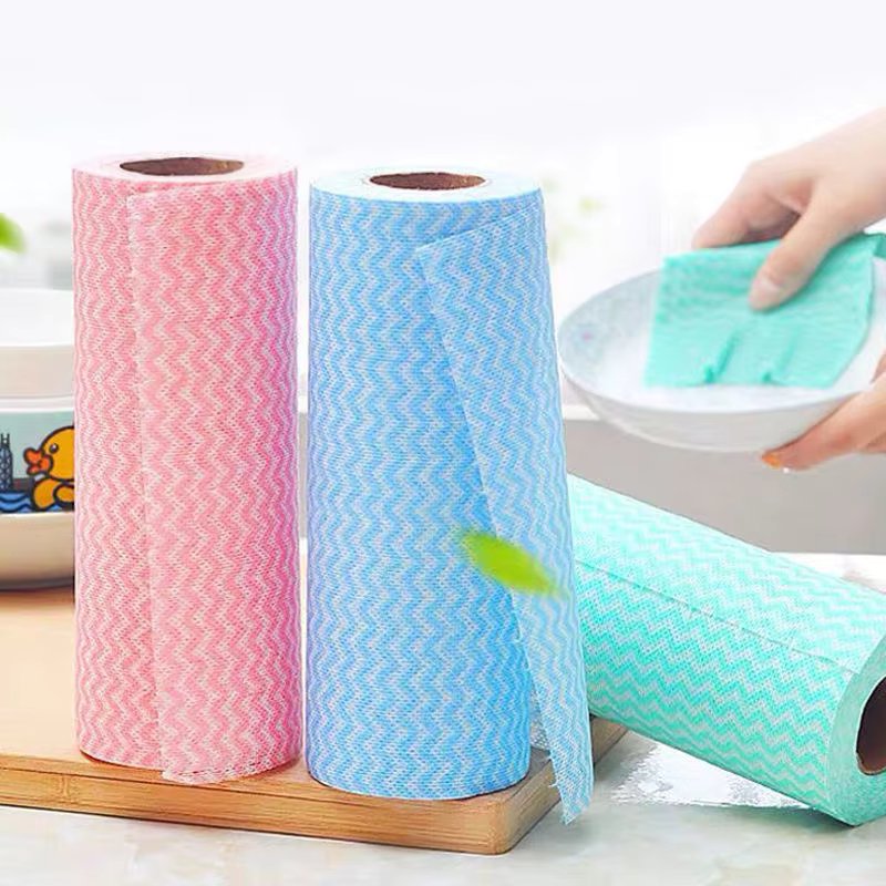 Washable Disposable Kitchen Cleaning Roll, Dual-purpose Dry & Wet, 50 Eco-Friendly Reusable Wipes for Kitchen & Household Use