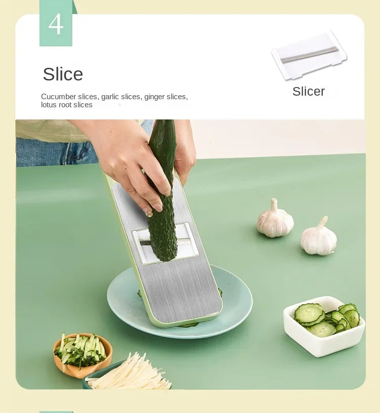 5-in-1 Stainless Steel Multifunctional Vegetable & Fruit Slicer Dicer – Manual Garlic, Carrot, Potato Grater & Kitchen Tool