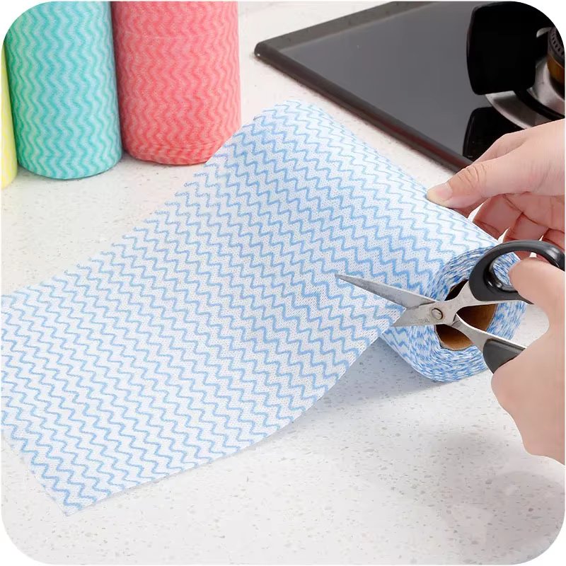Washable Disposable Kitchen Cleaning Roll, Dual-purpose Dry & Wet, 50 Eco-Friendly Reusable Wipes for Kitchen & Household Use