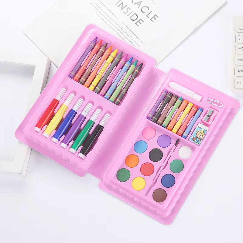 42-Piece Kids' Art Set | Watercolor Pens, Crayons & Colored Pencils