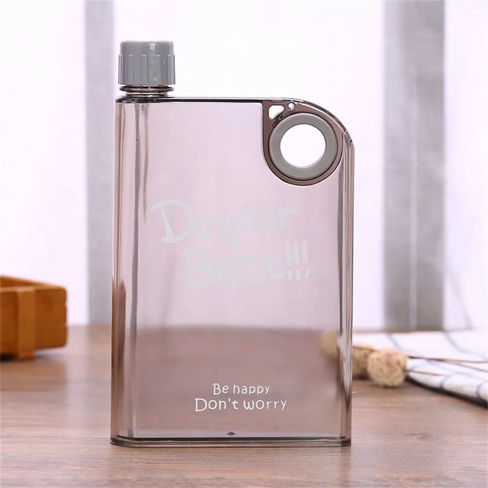 Flat Clear Square Water Bottle, Portable BPA-Free My Book Shape Flask for Travel & Sports