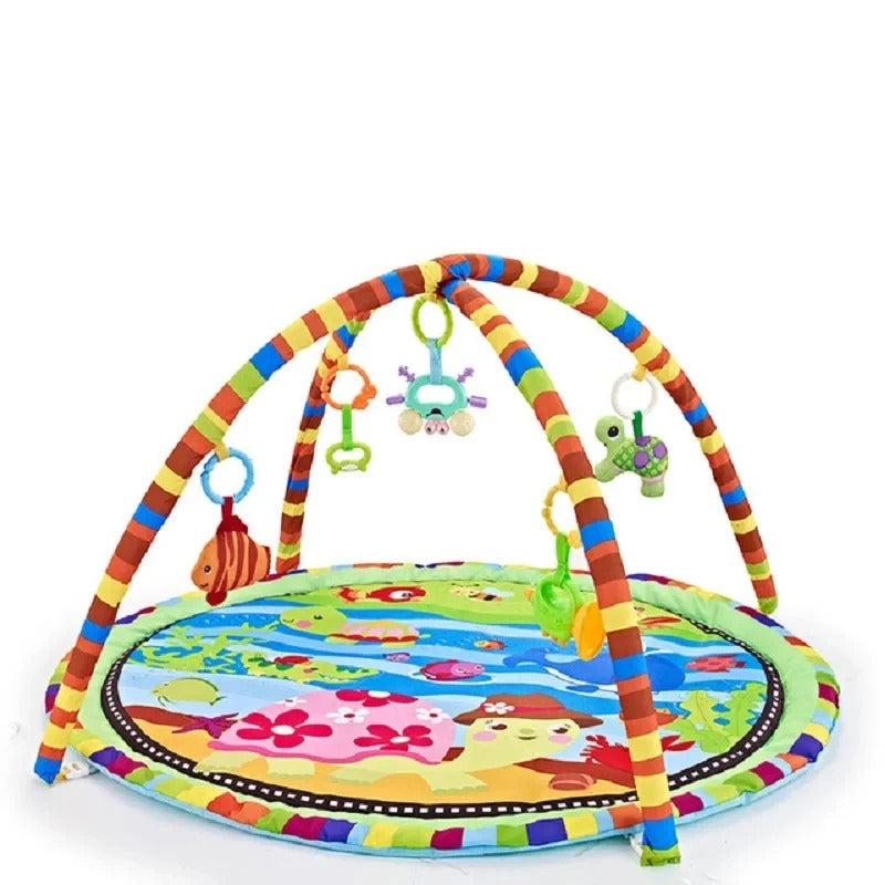 Baby Play Mat with Fitness Frame - Portable Infant Crawling Mat with Hanging Rattle Toys - Educational Activity Gym for Newborns - Ideal Baby Gift
