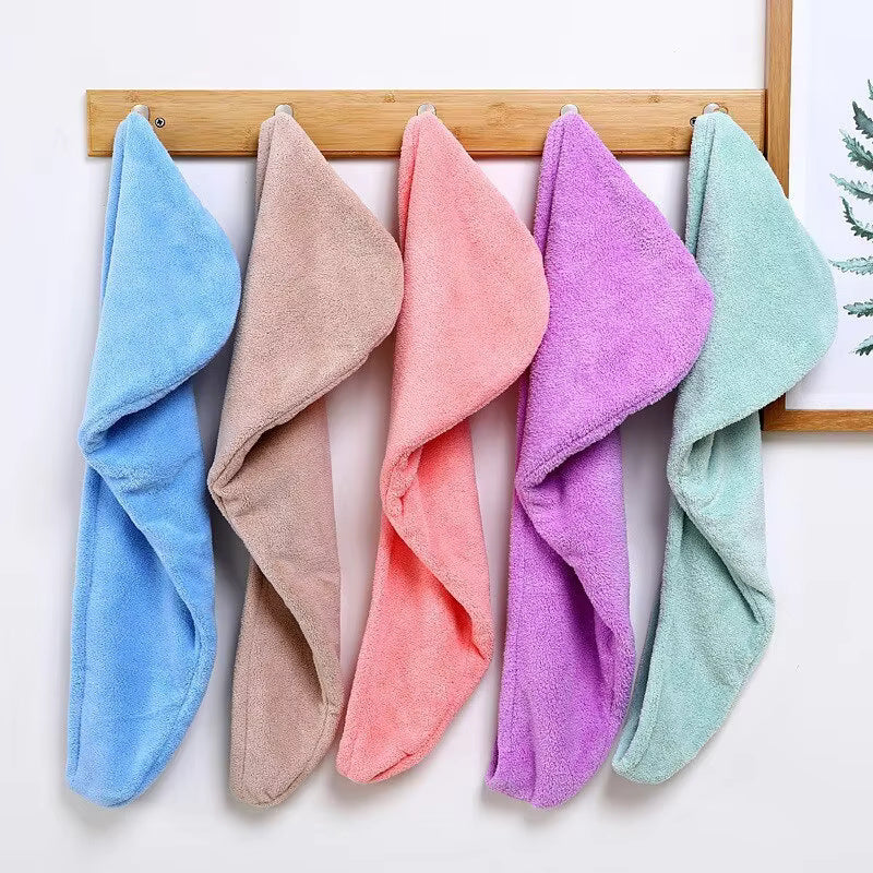 Microfiber Hair Drying Towel Wrap – Quick Dry Super Absorbent Bath Hat for Women & Girls – Soft, Lightweight & Secure Fit with Button