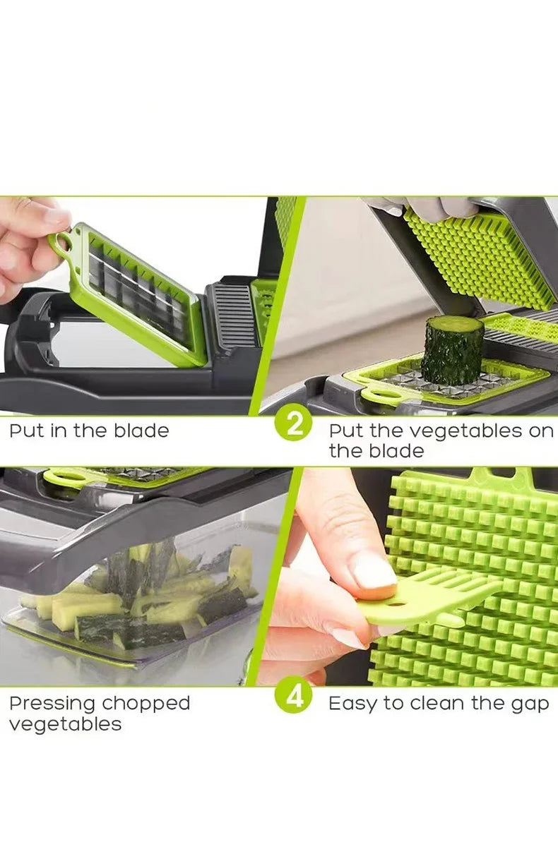 10-in-1 Multifunctional Vegetable Cutter & Slicer with Basket – Food Chopper for Onion, Carrot, Potato, Cheese