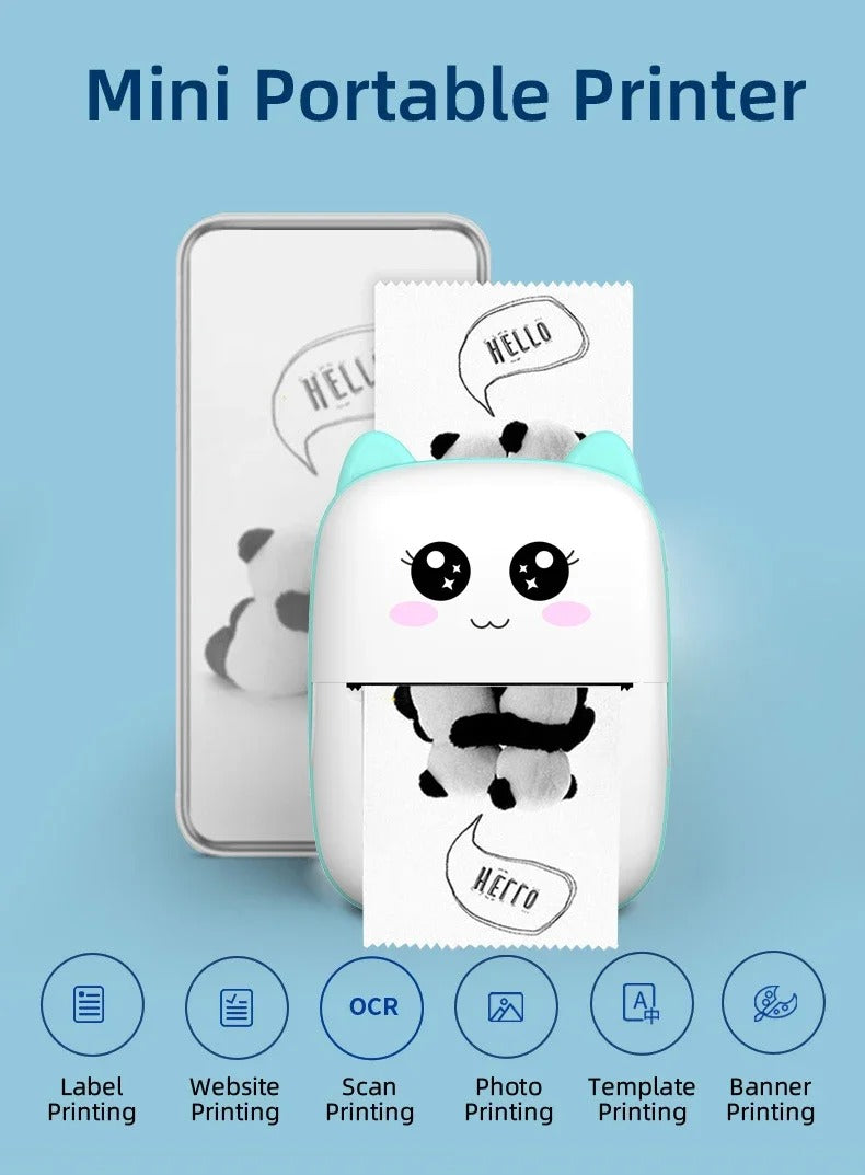 Portable Mini Bluetooth Thermal Printer for Android & iOS – Wireless Mobile Photo Printer with Paper Rolls, 203dpi High Resolution