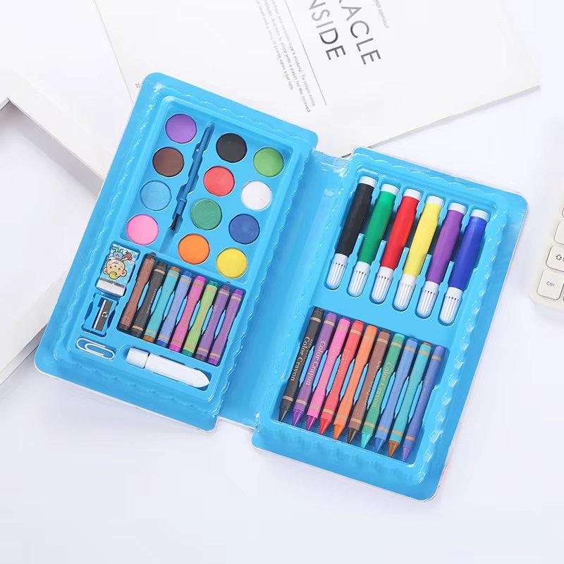 42-Piece Kids' Art Set | Watercolor Pens, Crayons & Colored Pencils