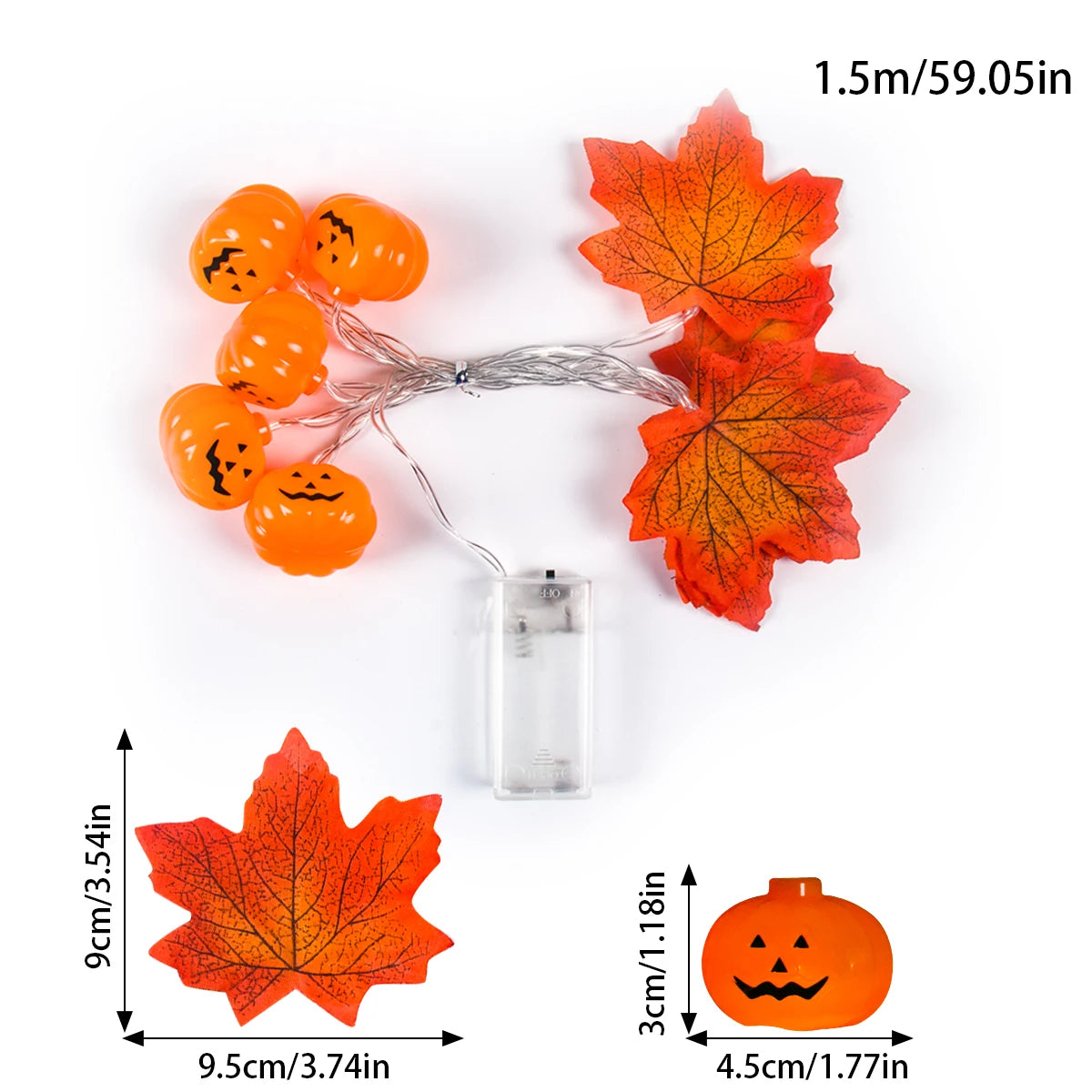 Autumn Artificial Fall Maple Leaves Pumpkin Garland Fairy Lights Halloween Thanksgiving Party Atmosphere Decoration Supplies